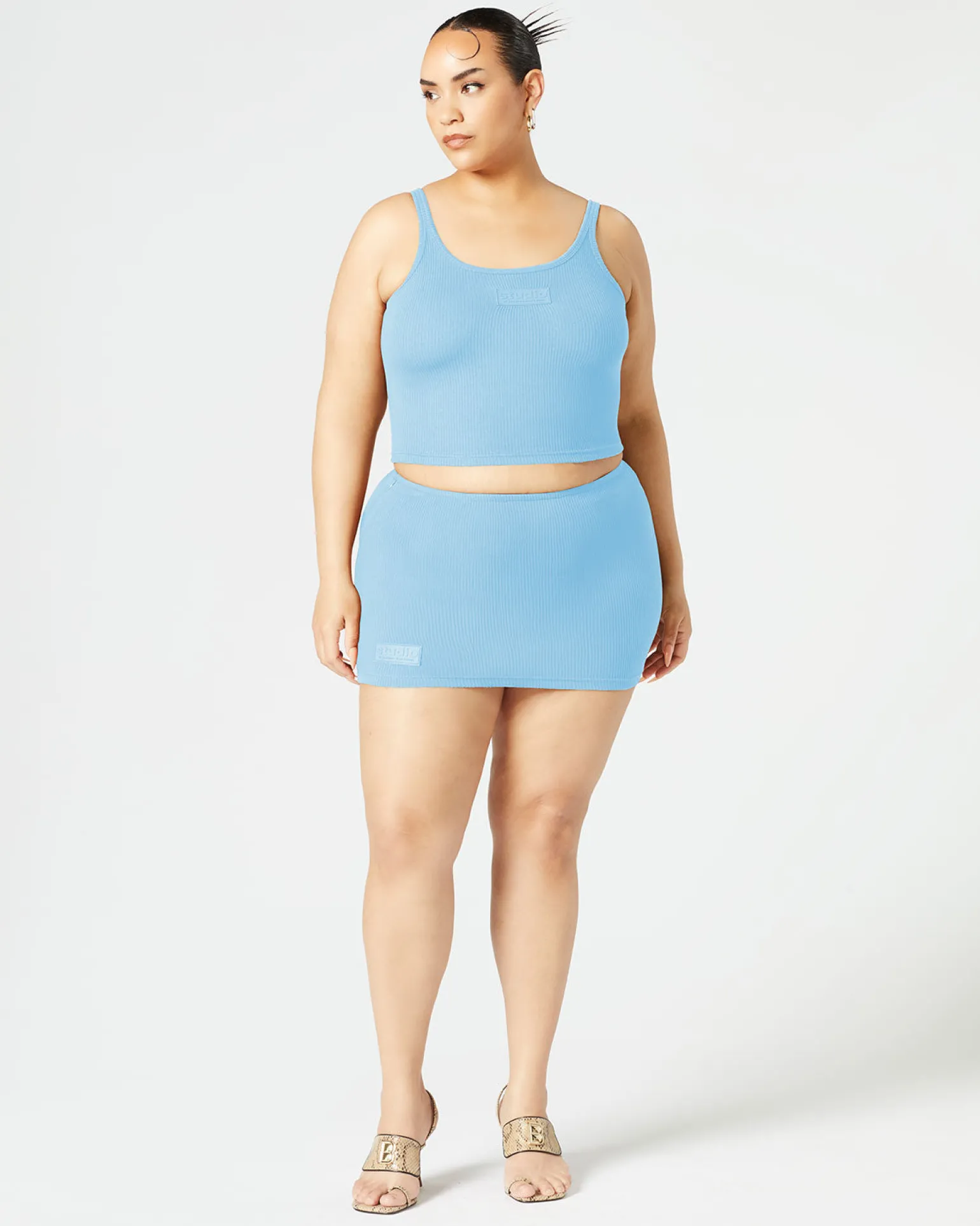 Ribbed Mid Rise Skirt
